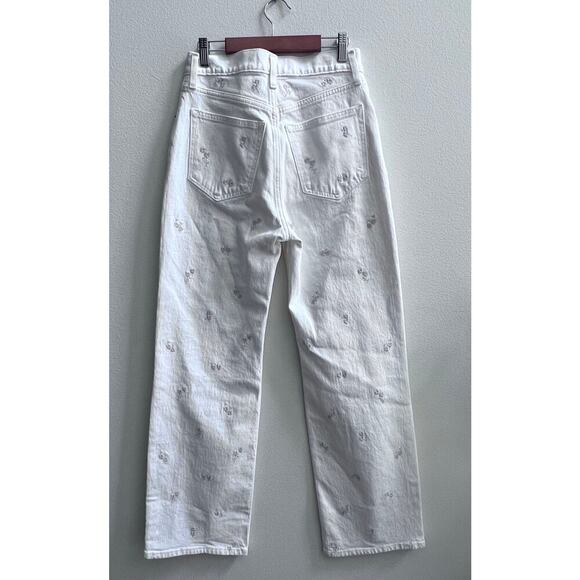 Abercrombie & Fitch the 90s Relaxed High Rise Jean Women's 25 Cream Embroidery - Picture 3 of 11